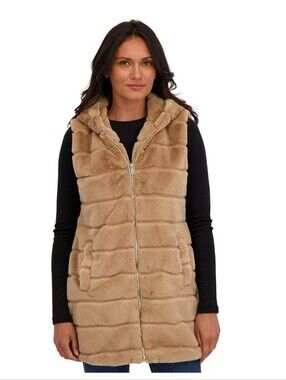 Womens Sebby Faux Fur Hooded Vest XL